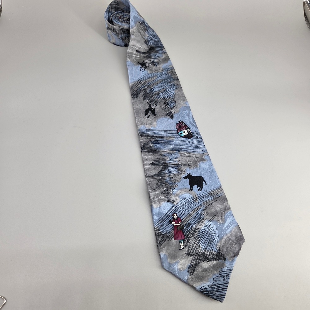 American Film Classics Wizard‎ of Oz Tie Mens OS Blue Grey Tornado Movie Vintage